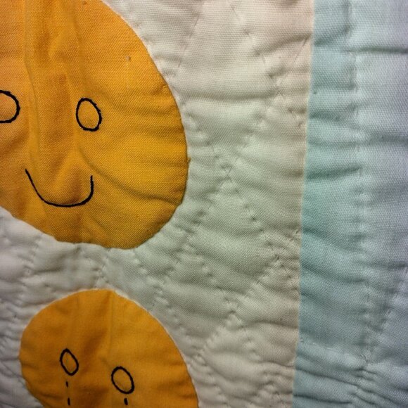 Handmade Quilted Baby Wall Hanging Yellow Green Animals Turtle Mice Ducks READ - Picture 13 of 16